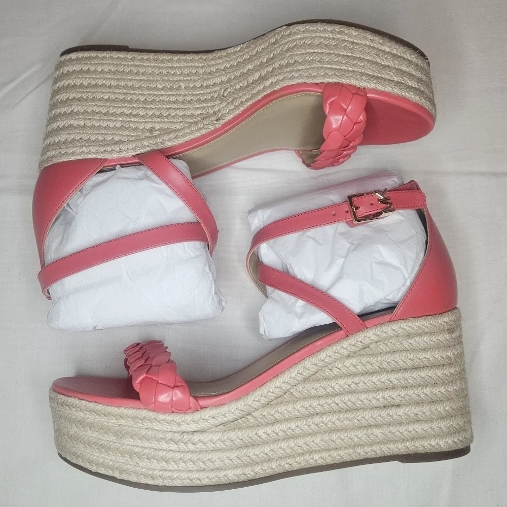 MICHAEL Michael Kors Serena Wedge Espadrille Sandals Color Dahlia Retail $145